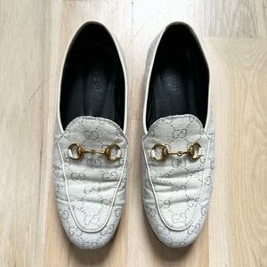 Gucci Woven Lamé Logo Jordaan Loafers Size 39